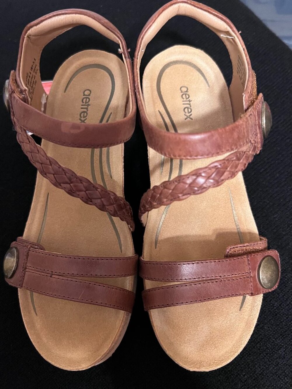 AETREX Avril Quarter Strap Wedge - NEW - Size 5